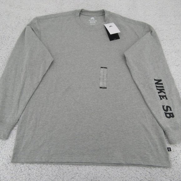 Nike SB Skate Long Sleeve Shirt Mens Size Large Grey Heather NEW - Picture 2 of 8